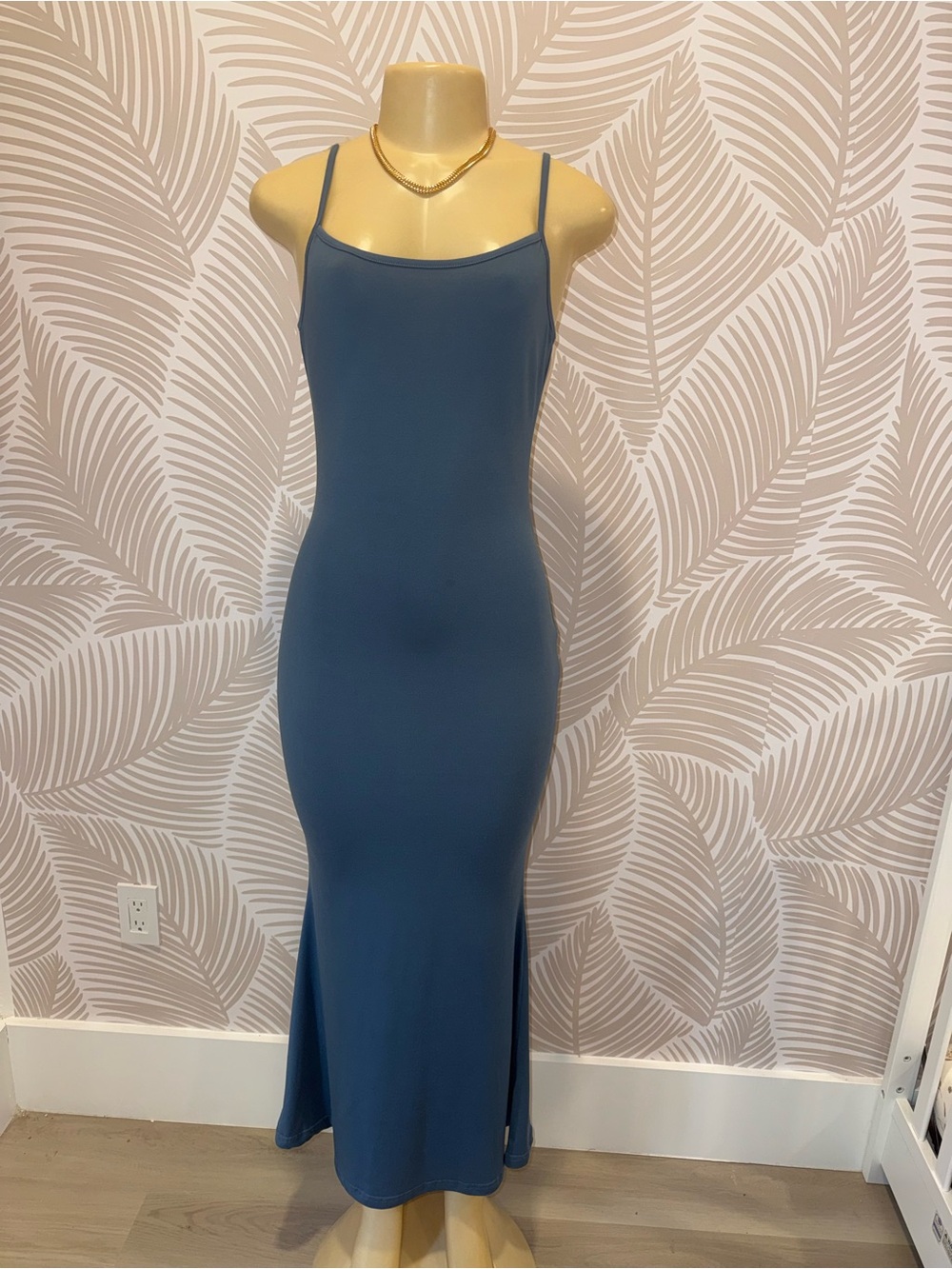 Blue Spaghetti-Strap Maxi Dress - Sleek Slip Style